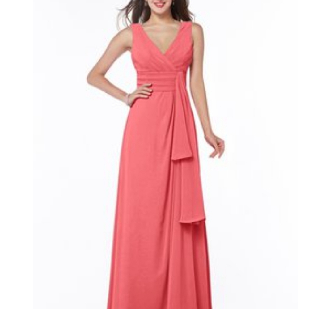 Vintage sleeveless Floor length coral dress